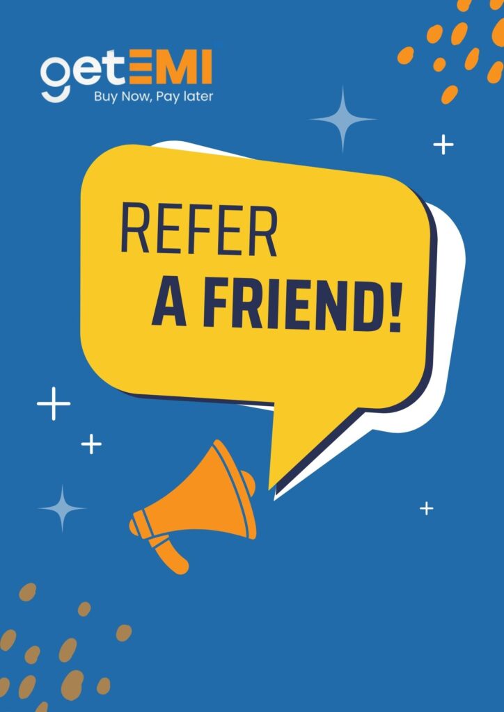 _blue and Yellow Modern Refer a Friend Flyer